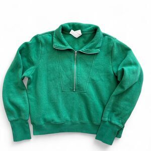 H&M Women's Green Quarter Zip Sweatshirt Size Small